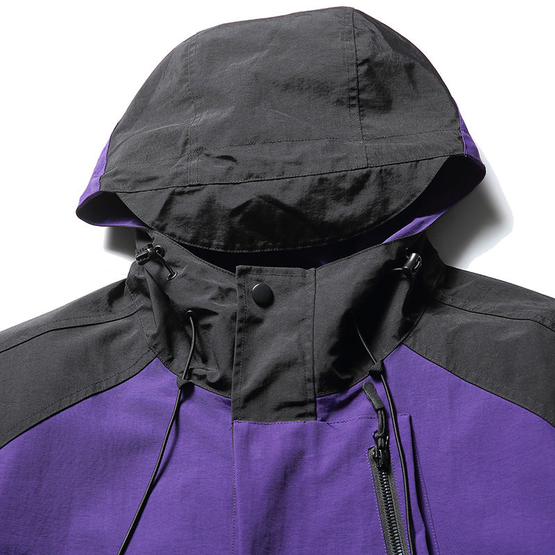 Outdoor color-coordinated functional jacket, lightweight and waterproof