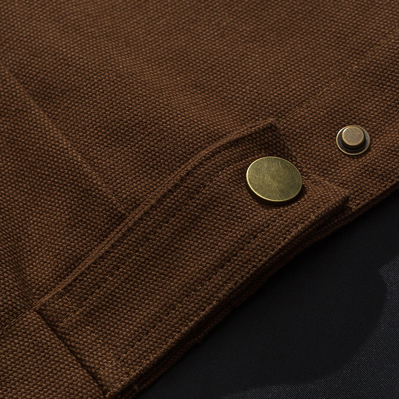 Corduroy neck multi-pocket retro jacket