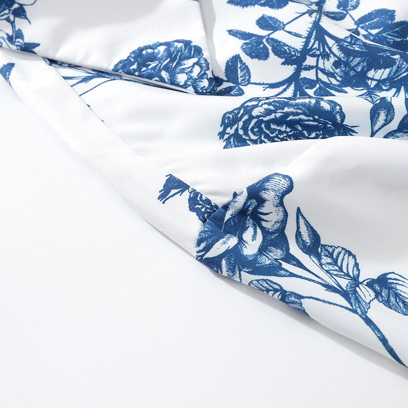 Fresh Cuban-colored all-over print short-sleeved aloha shirt
