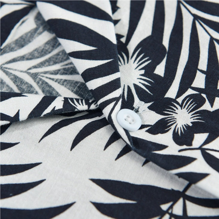 Breathable cotton linen aloha shirt