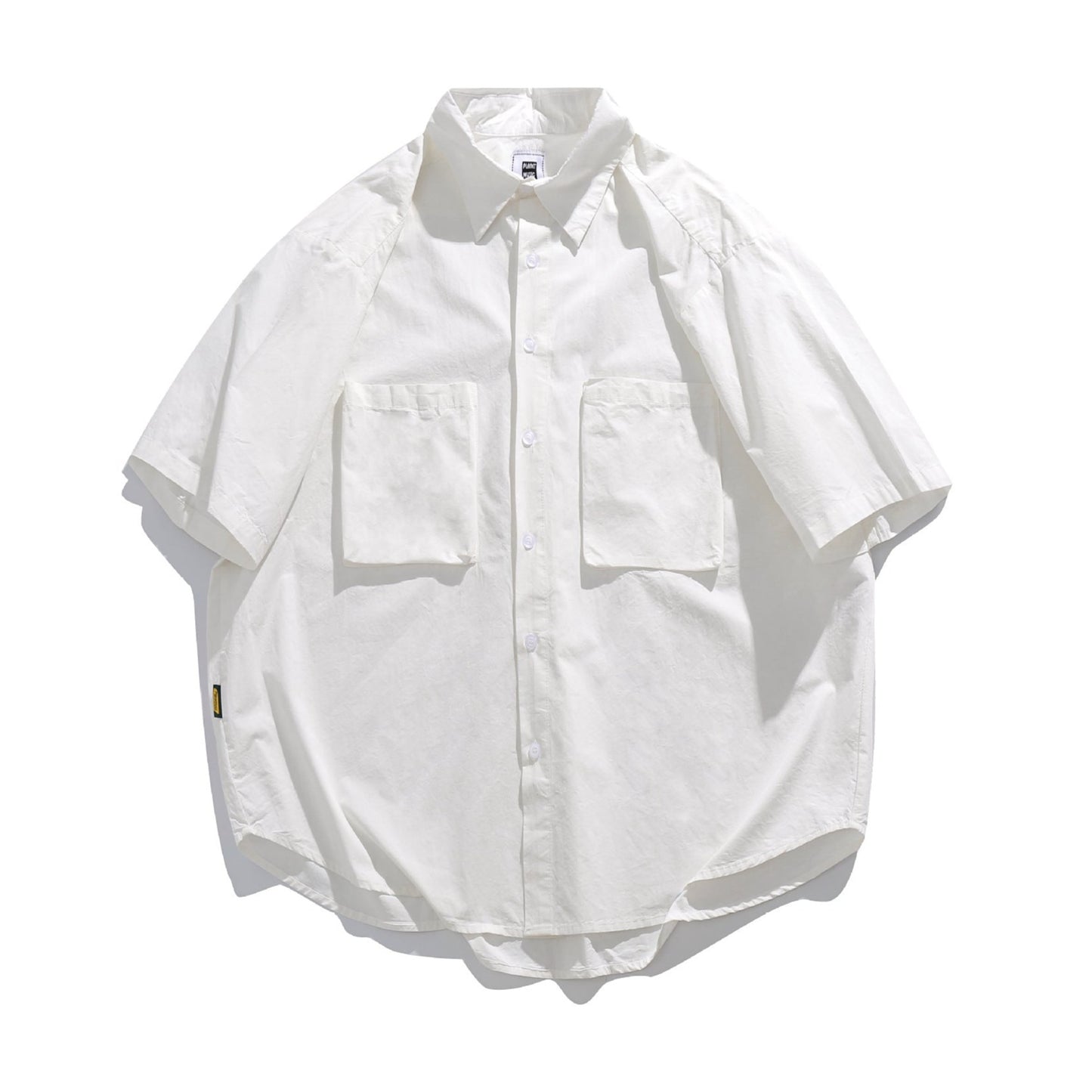 Solid color pocket work short sleeve shirt in four colors