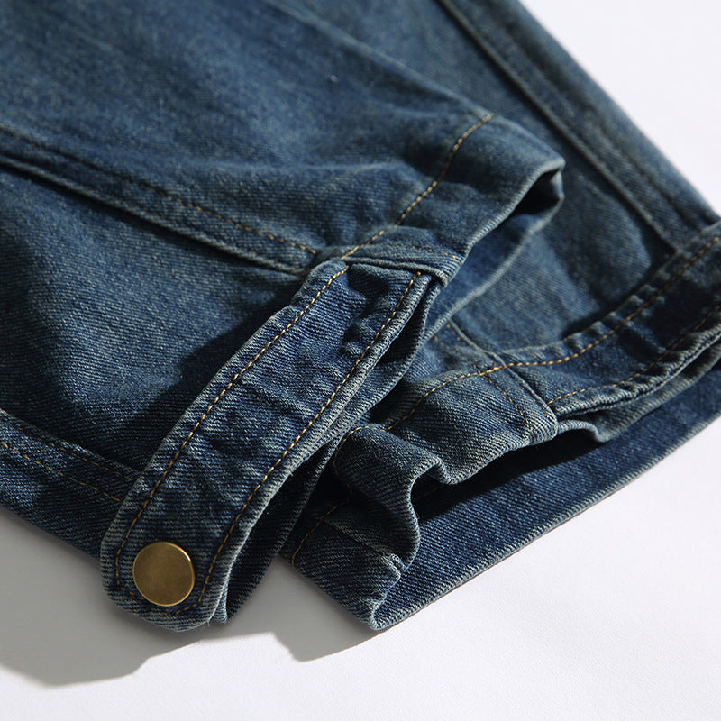 Washed Pocket Straight Jeans