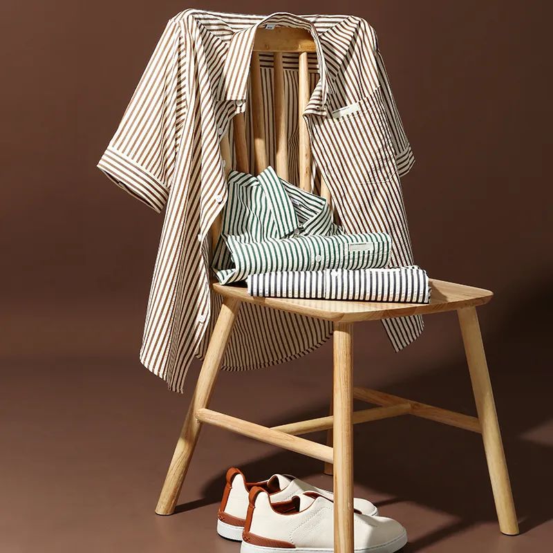 Classic striped short-sleeved shirt