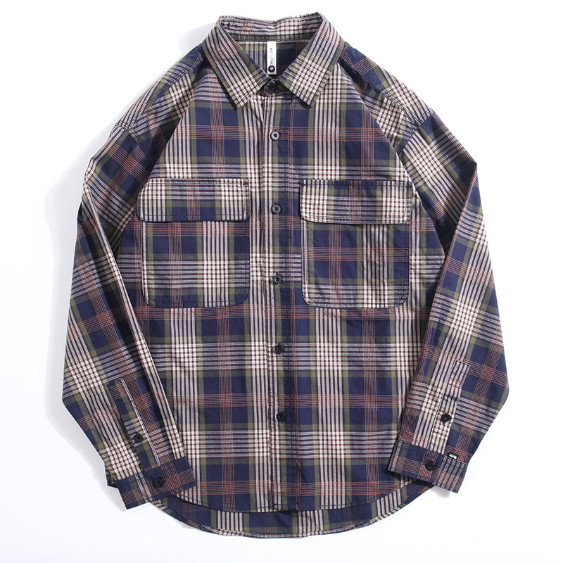 Classic cotton check pattern long sleeve shirt