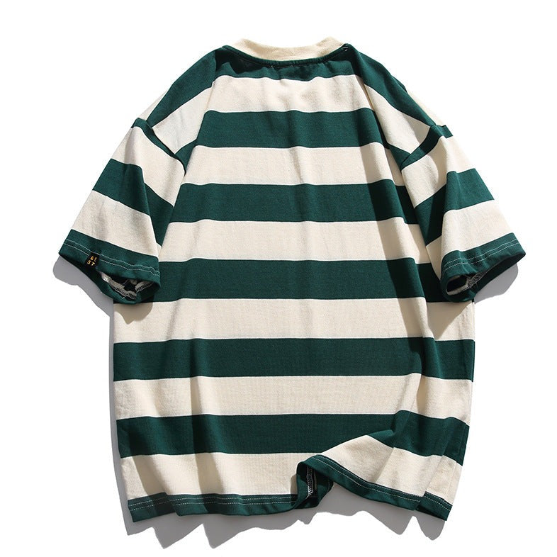 Classic wide horizontal striped short sleeve T-shirt