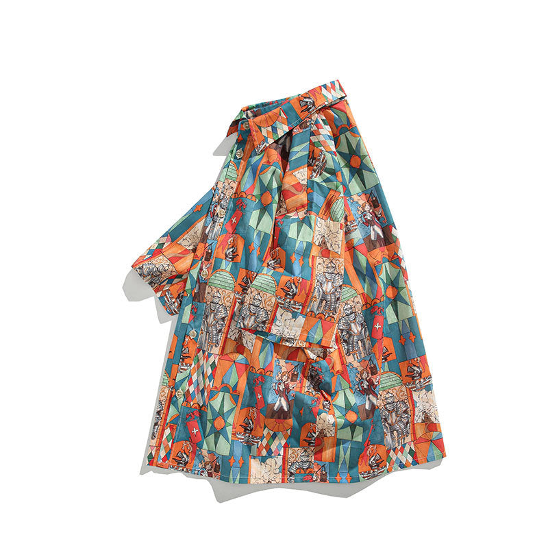 Retro all-over print aloha short-sleeved shirt