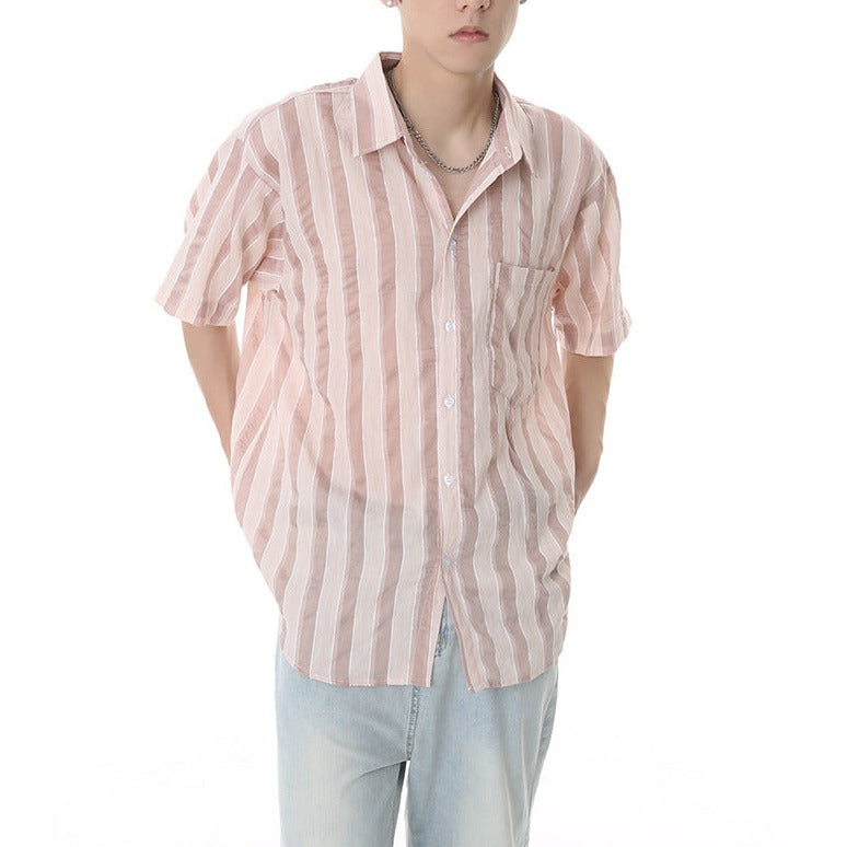 Fashion irregular striped short sleeve shirt