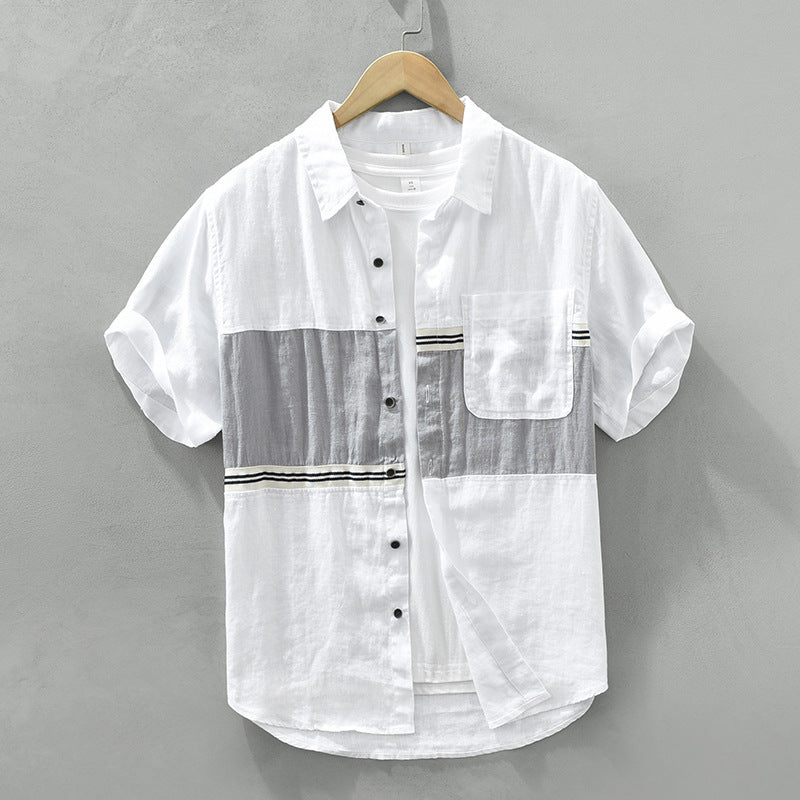 Color-coordinated, breathable linen shirt