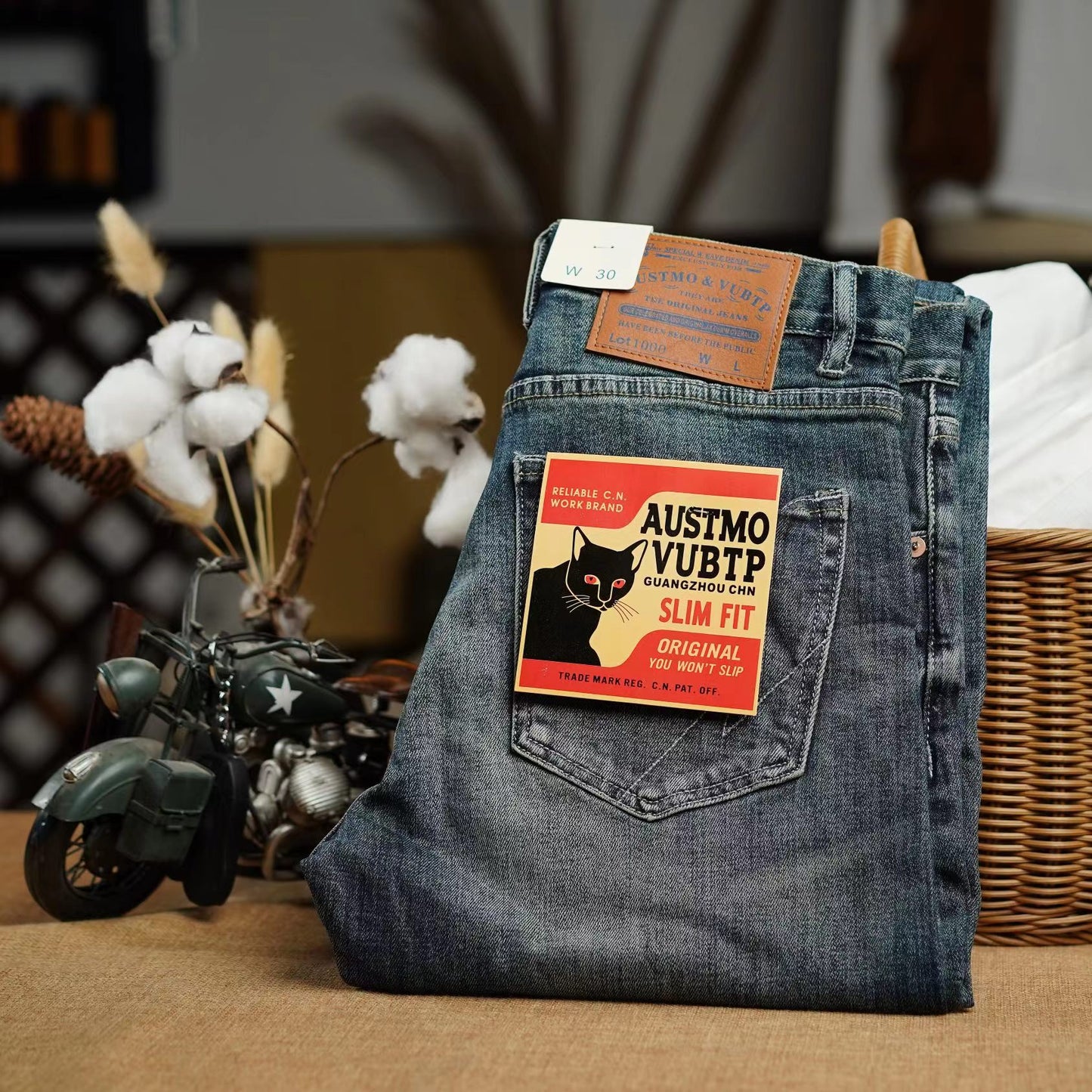 Heavyweight vintage straight denim pants