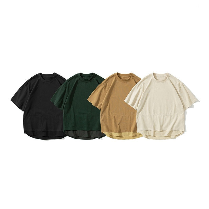 不規則無地カジュアル半袖Tシャツ
