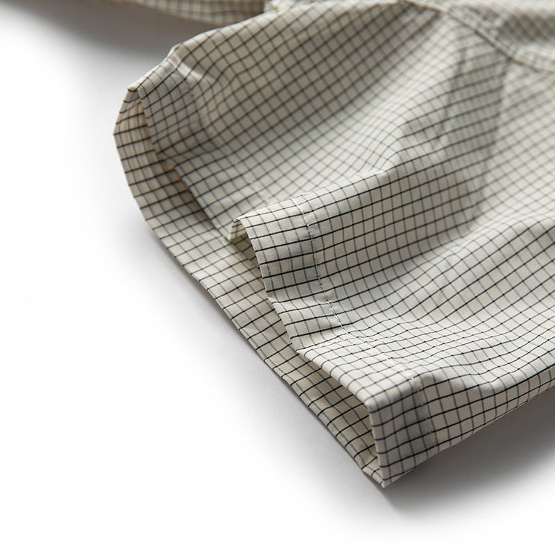 Checkered pocket work short-sleeved shirt