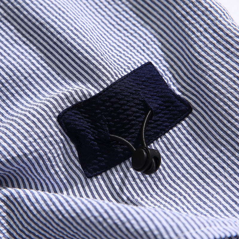New striped color combination pocket long sleeve shirt