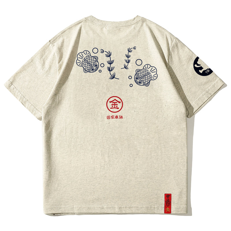 Harajuku style carp print short sleeve t-shirt
