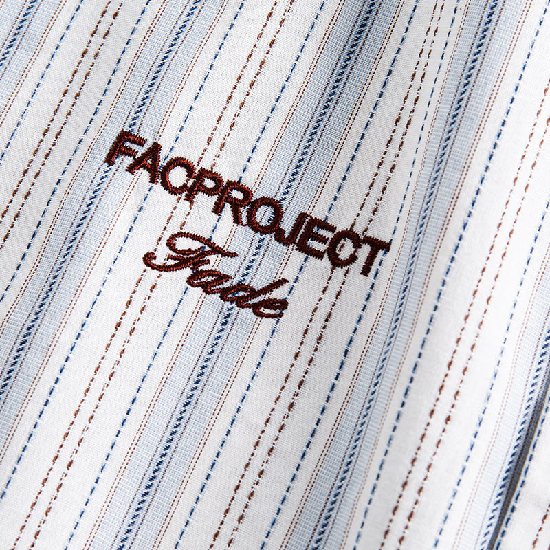 Classic color-striped short-sleeved shirt