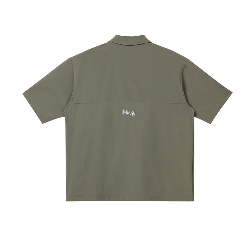 無地アメカジジッパー半袖Tシャツ