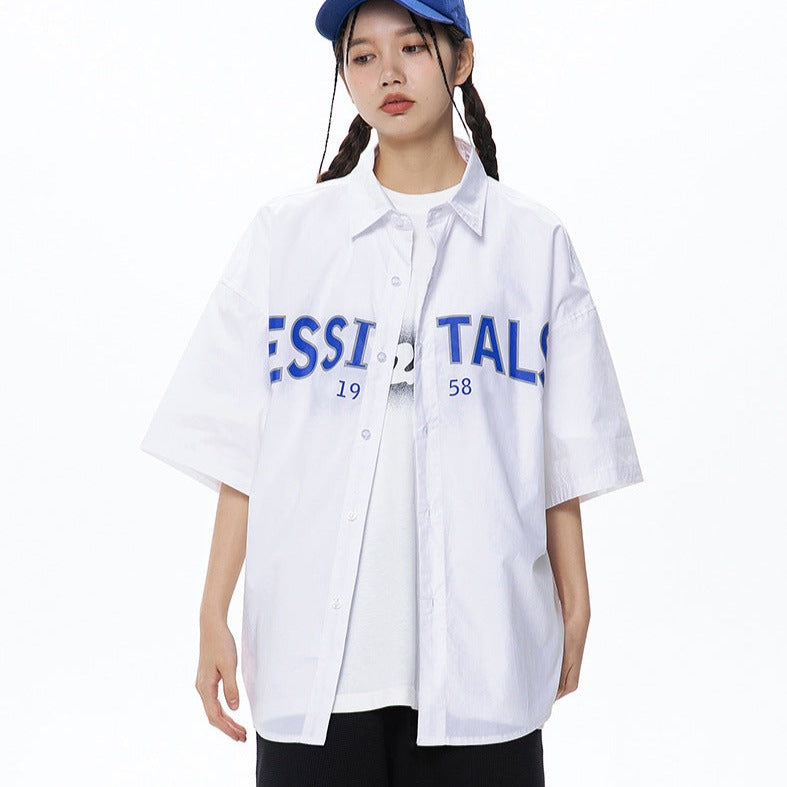 Retro Simple Alphabet Short Sleeve Shirt
