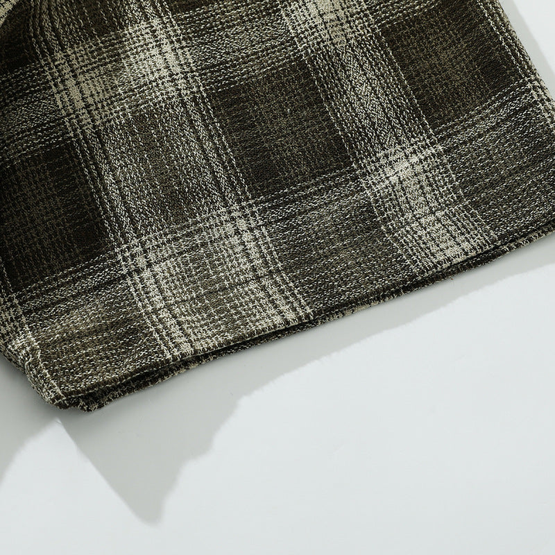 Dyed over-checked short-sleeved shirt