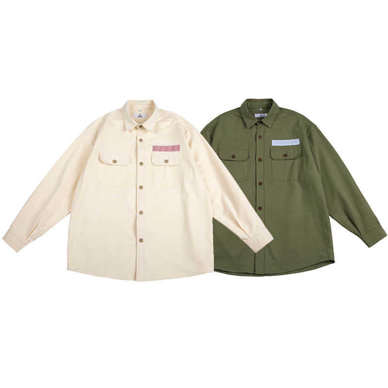New American casual washed and brushed long sleeve shirt