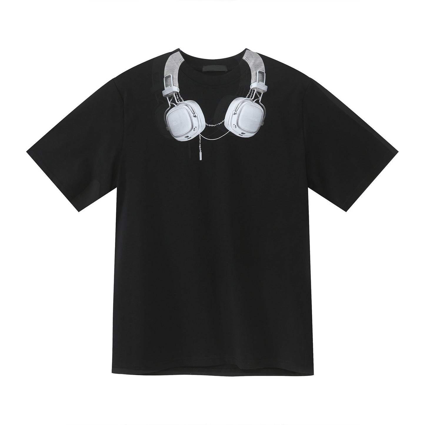 Easy-to-match earphone print short-sleeved T-shirt