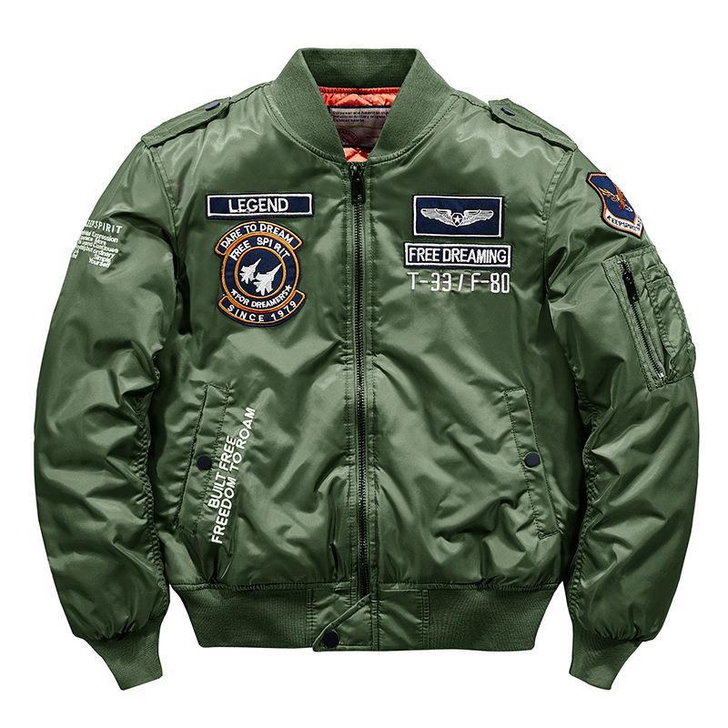 Printed Alphabet Thick Warm Padded Stand Collar Jacket