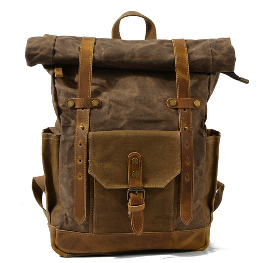 Retro waterproof canvas backpack with large capacity for outdoor activities