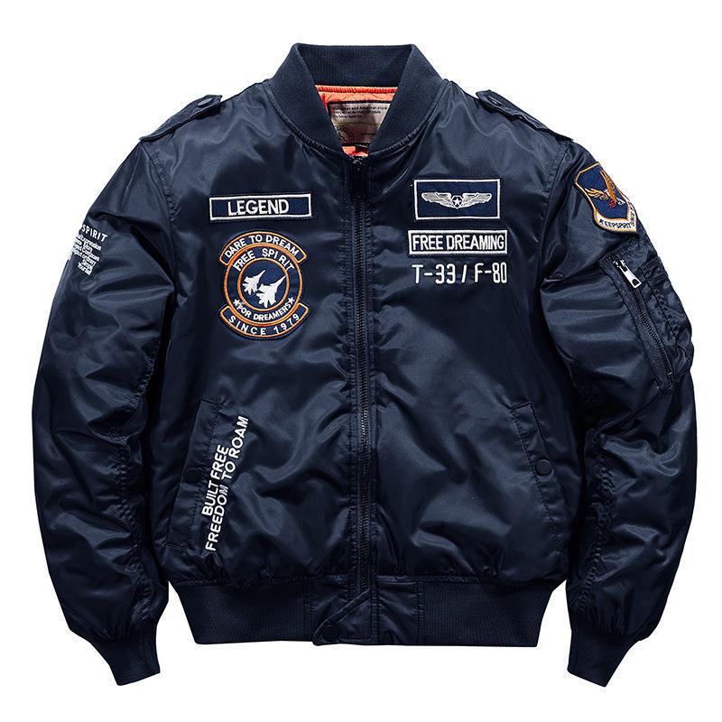 Printed Alphabet Thick Warm Padded Stand Collar Jacket
