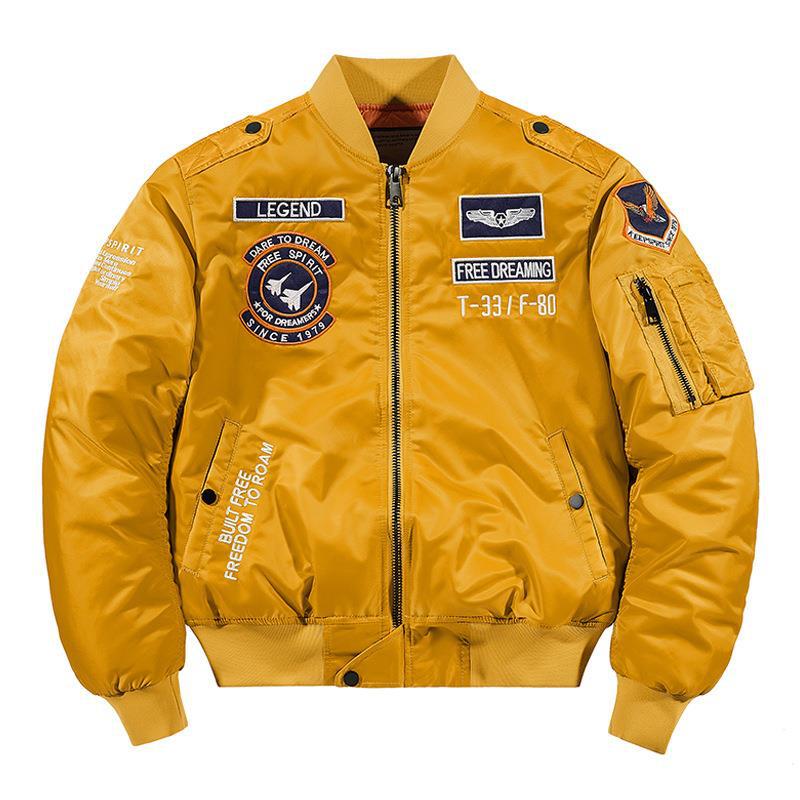 Printed Alphabet Thick Warm Padded Stand Collar Jacket