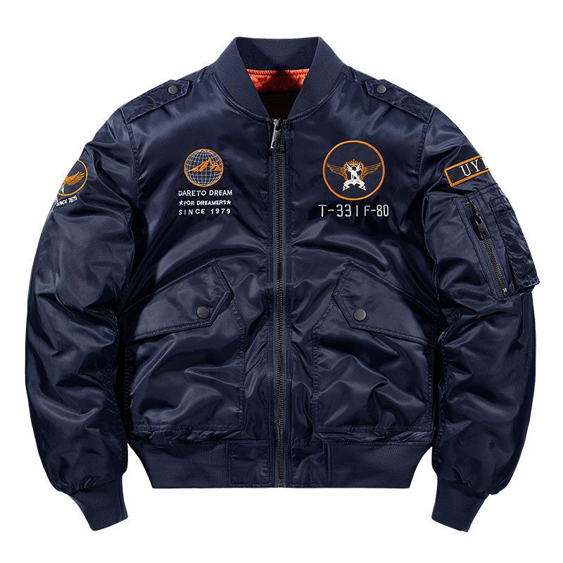 Printed Alphabet Thick Warm Padded Stand Collar Jacket