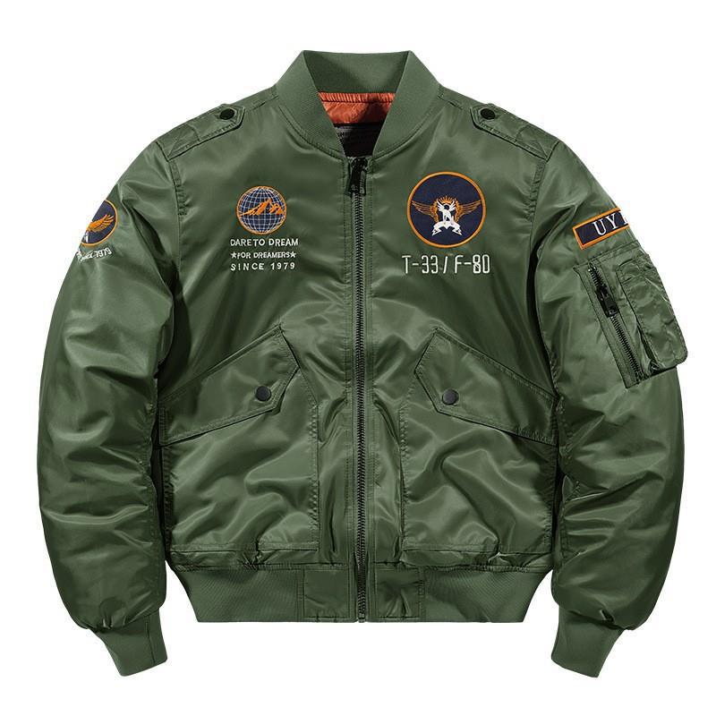 Printed Alphabet Thick Warm Padded Stand Collar Jacket