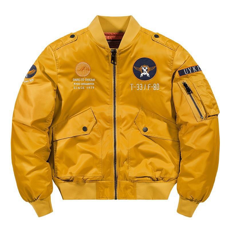 Printed Alphabet Thick Warm Padded Stand Collar Jacket