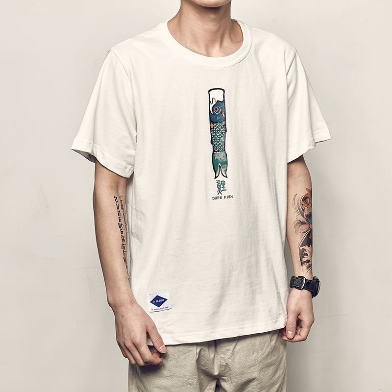 Cute carp print casual T-shirt