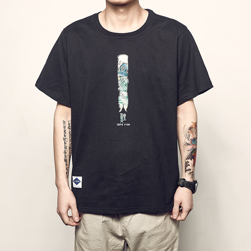 Cute carp print casual T-shirt