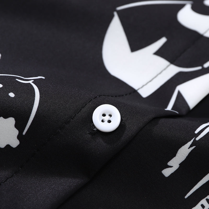 Classic black printed long-sleeved shirt