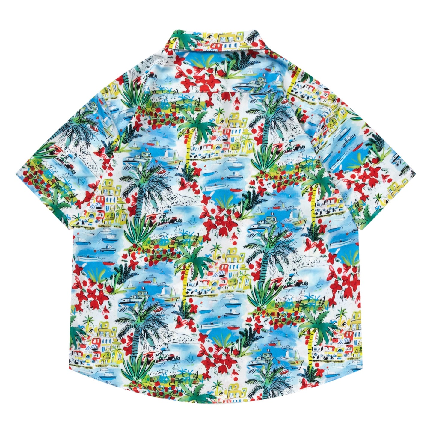 Summery Hawaiian floral short-sleeved shirt
