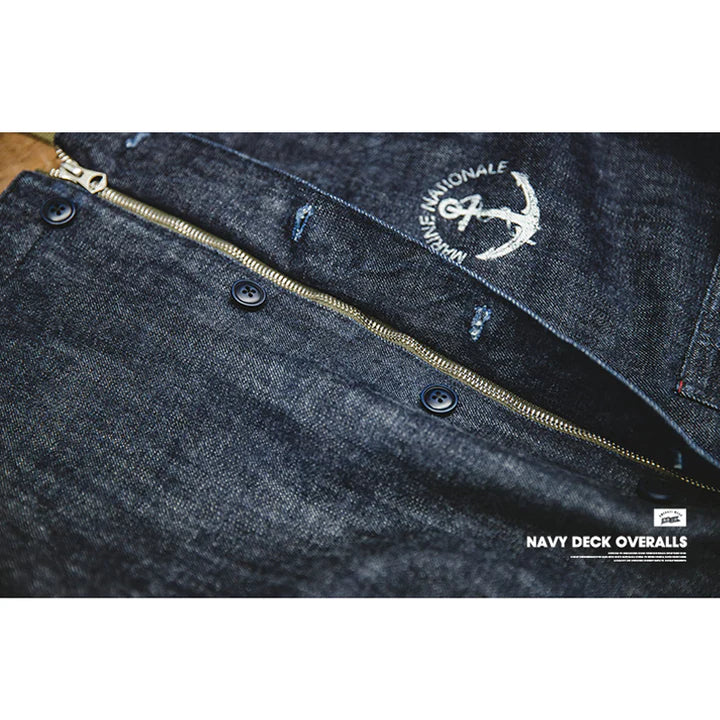 American Retro Navy Deck Overalls Denim