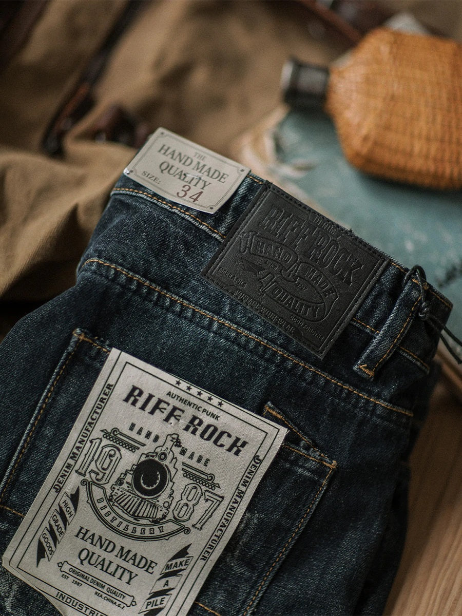 American casual damage straight denim pants
