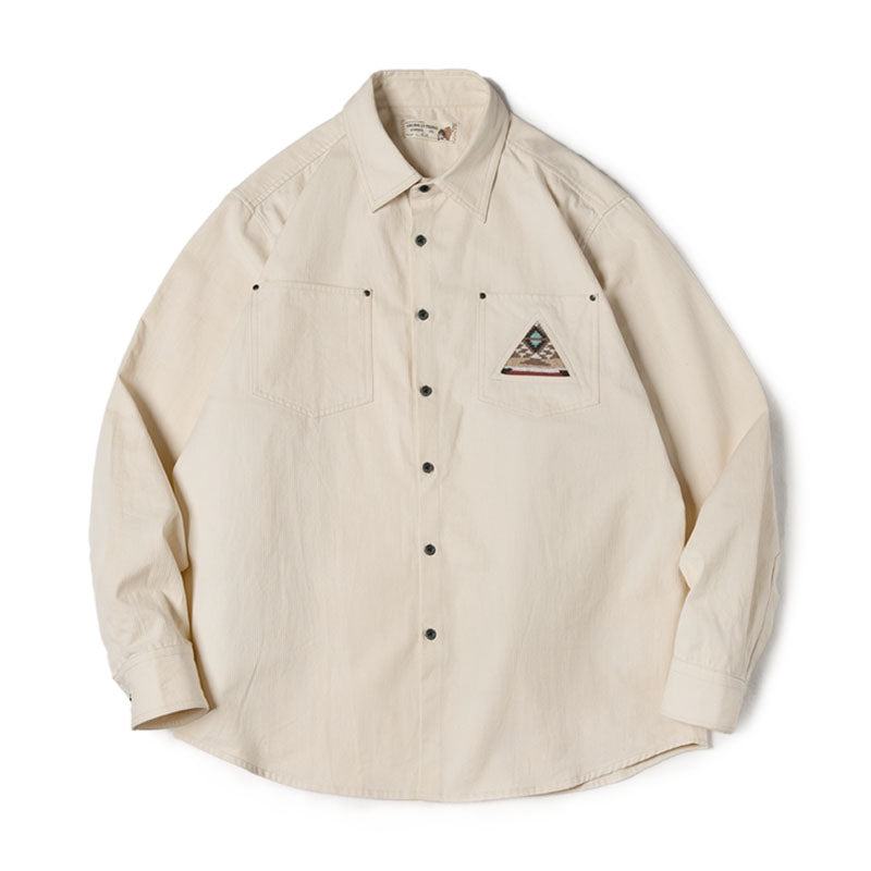 Retro American Indian Totem Stitch Pocket Long Sleeve Shirt