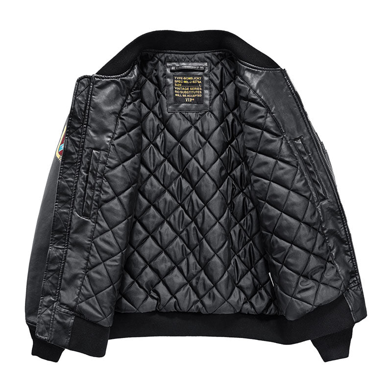(Biker) batting leather MA-1 flight jacket