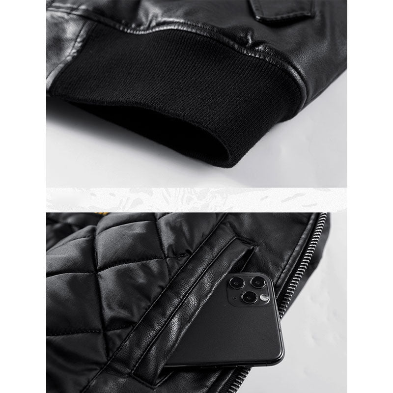 (Biker) batting leather MA-1 flight jacket