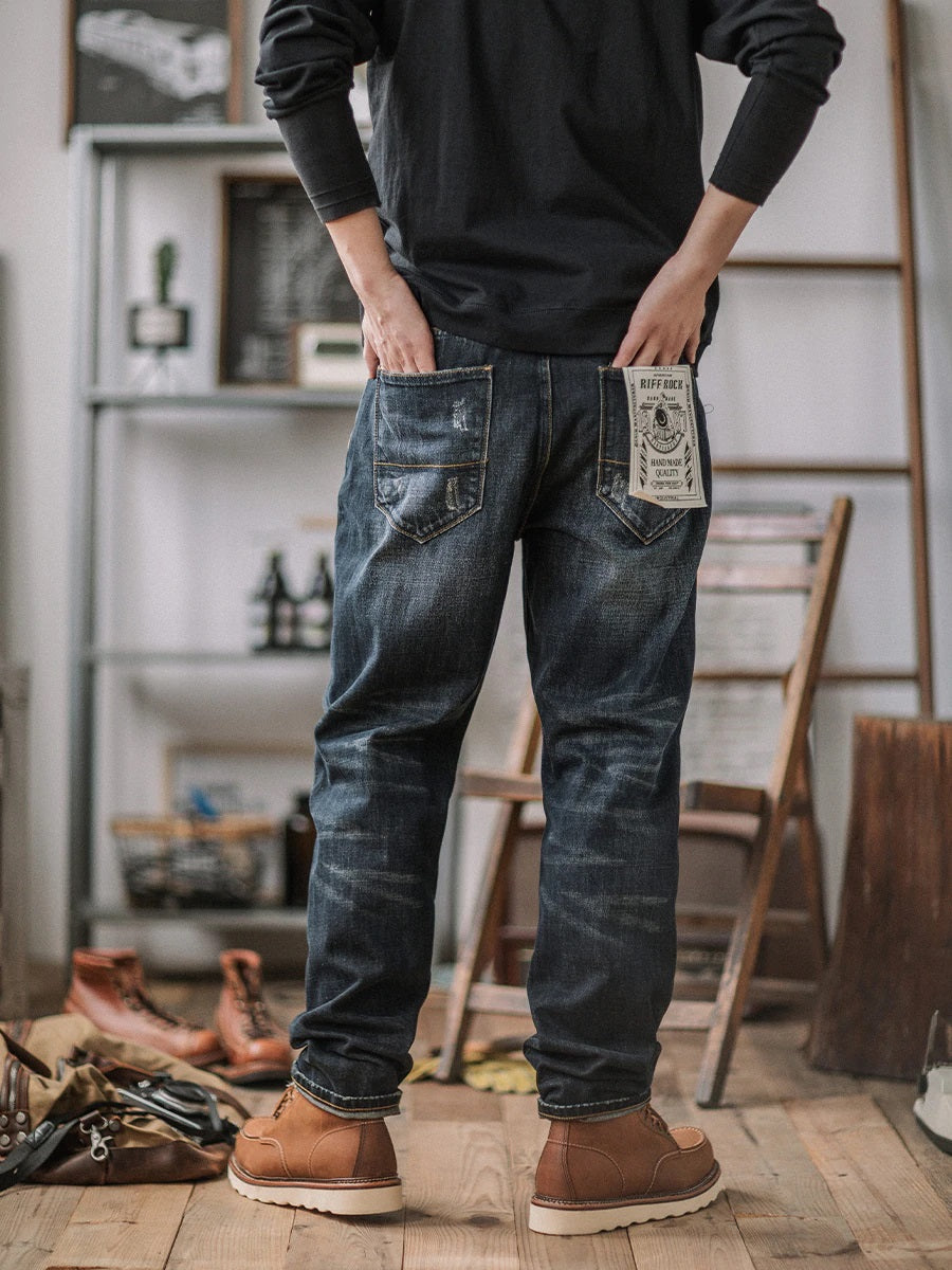American casual damage straight denim pants