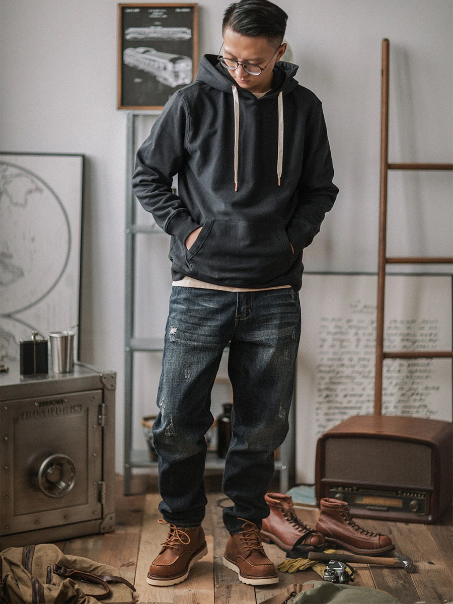 American casual damage straight denim pants