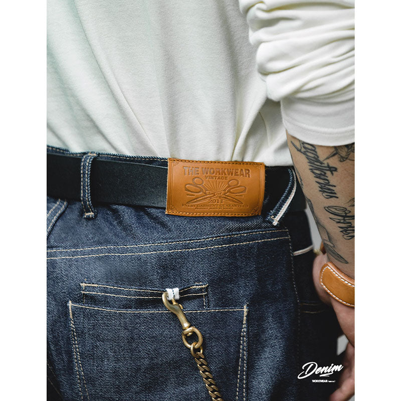 13.5oz retro red selvage raw denim straight pants