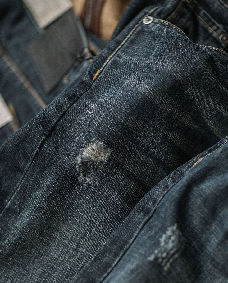 American casual damage straight denim pants