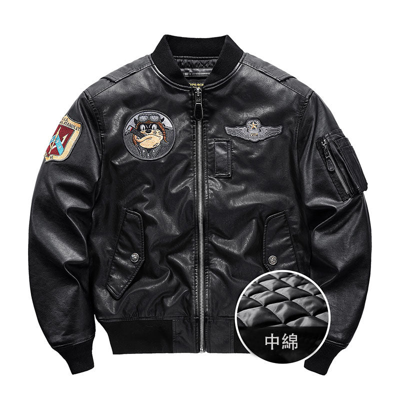 (Biker) batting leather MA-1 flight jacket