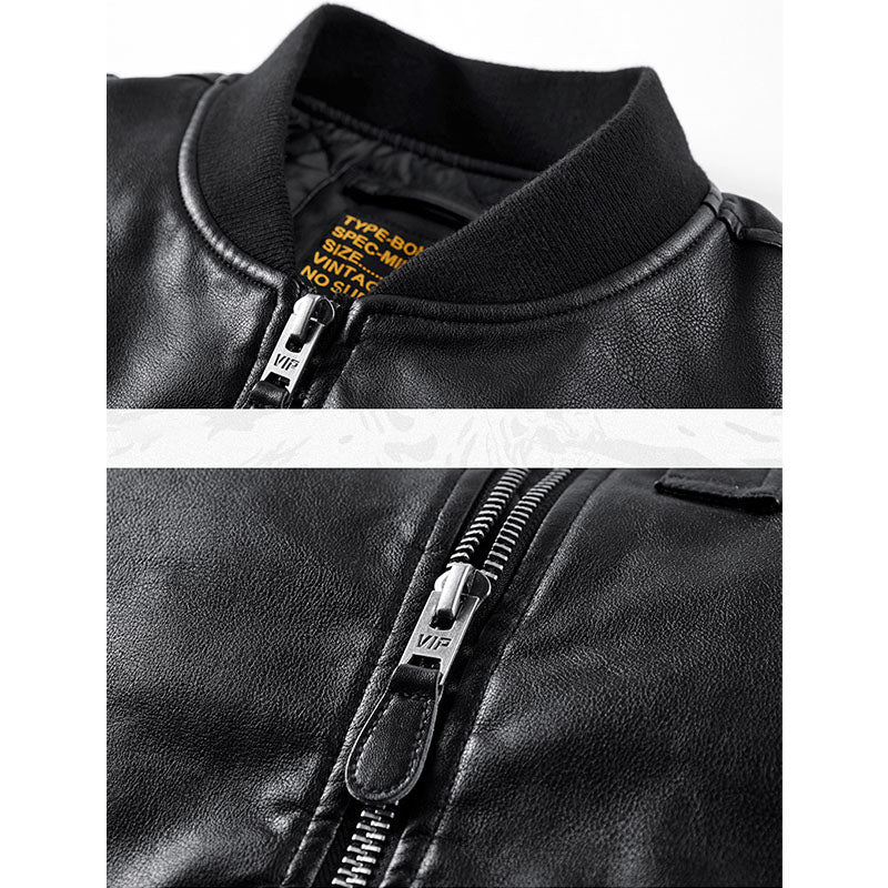 (Biker) batting leather MA-1 flight jacket