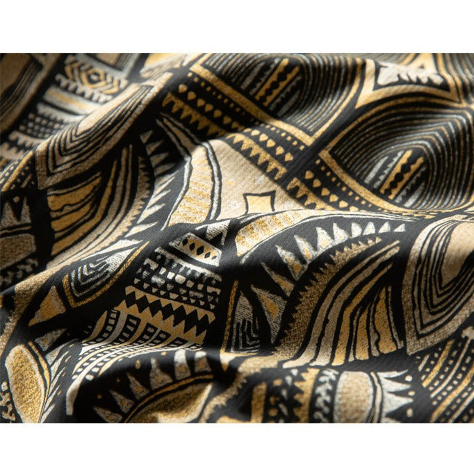 Ethnic patterned hoodie with drawcord