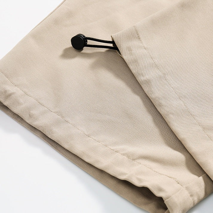 Color scheme patchwork wide pants with drawcord