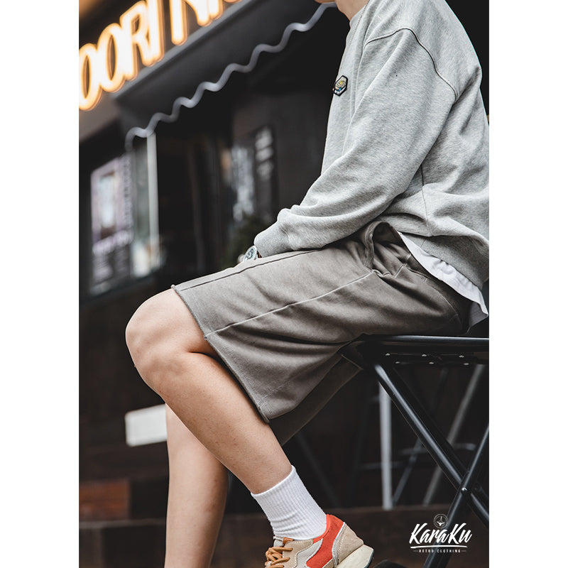 Heavyweight distressed knit shorts