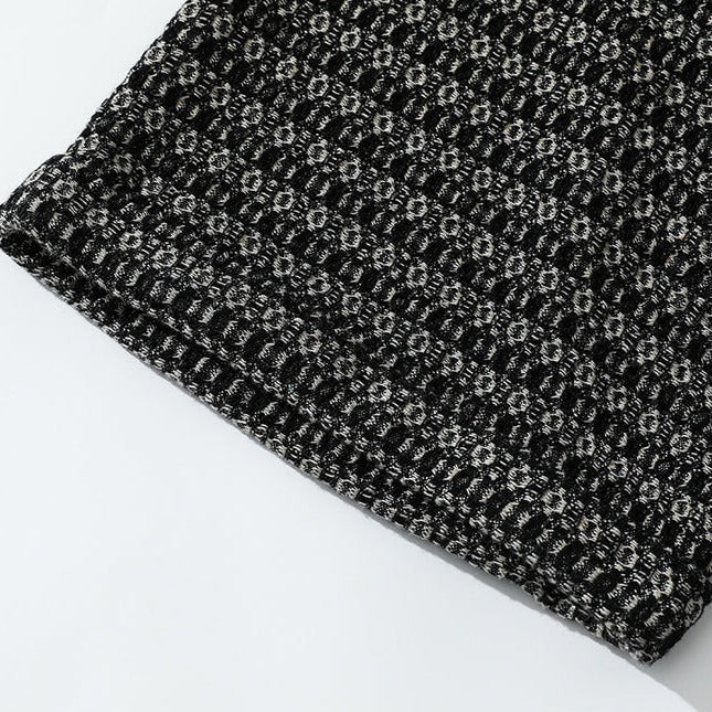 New Ethnic Tweed Pattern Cuban Short Sleeve Shirt