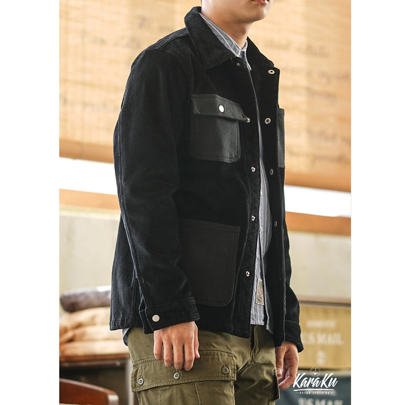 MULTI POCKET brushed back corduroy jacket